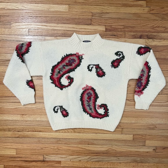 Vintage Sweaters - Vintage Hand-Knit Wool Sweater